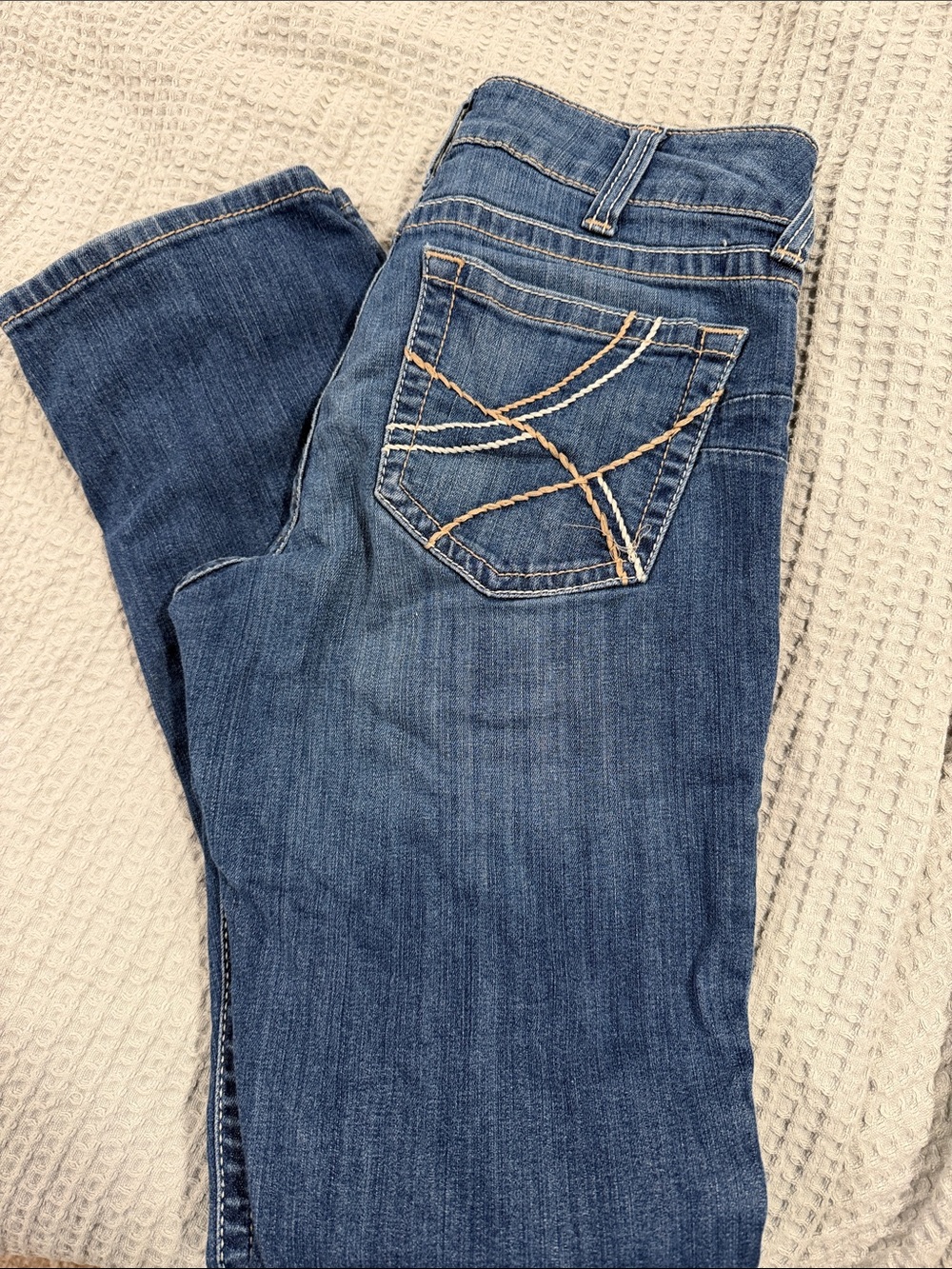 Ariat Women's Straight Leg Dark Blue Denim Jeans with Contrast Stitching